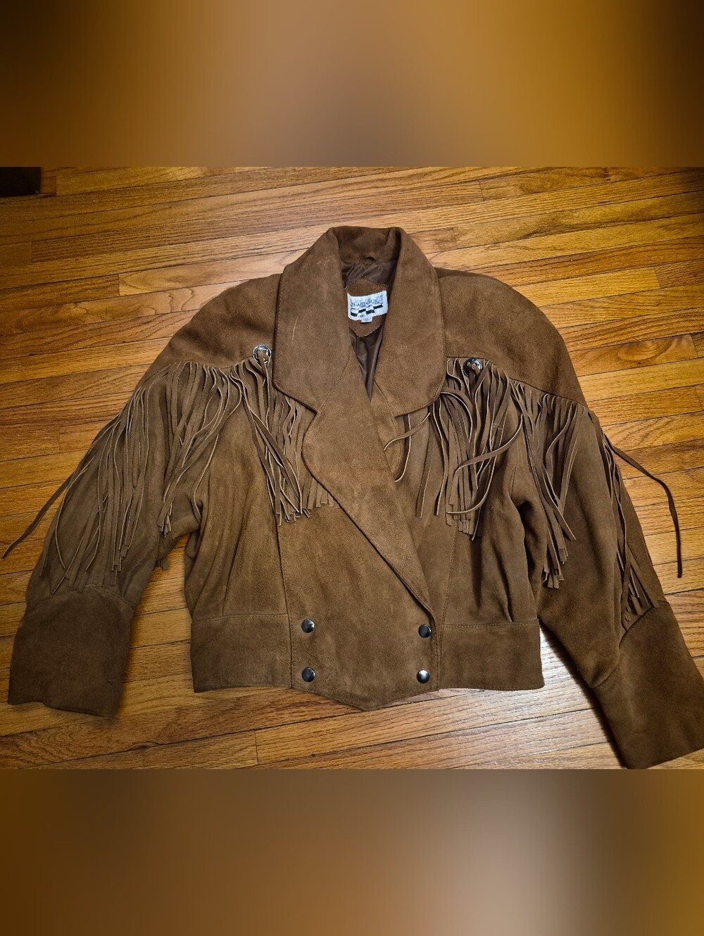 Vintage 80's Yearbook Suede Fringe Jacket Medium - Picture 2 of 10
